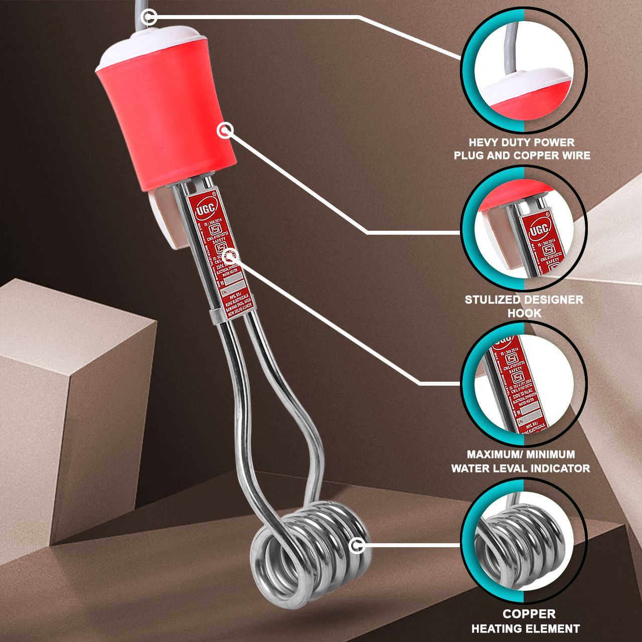 Nickle Immersion Rod – Waterproof, Shockproof & ISI Mark 2000 W Shock Proof Immersion Heater Rod-image-6