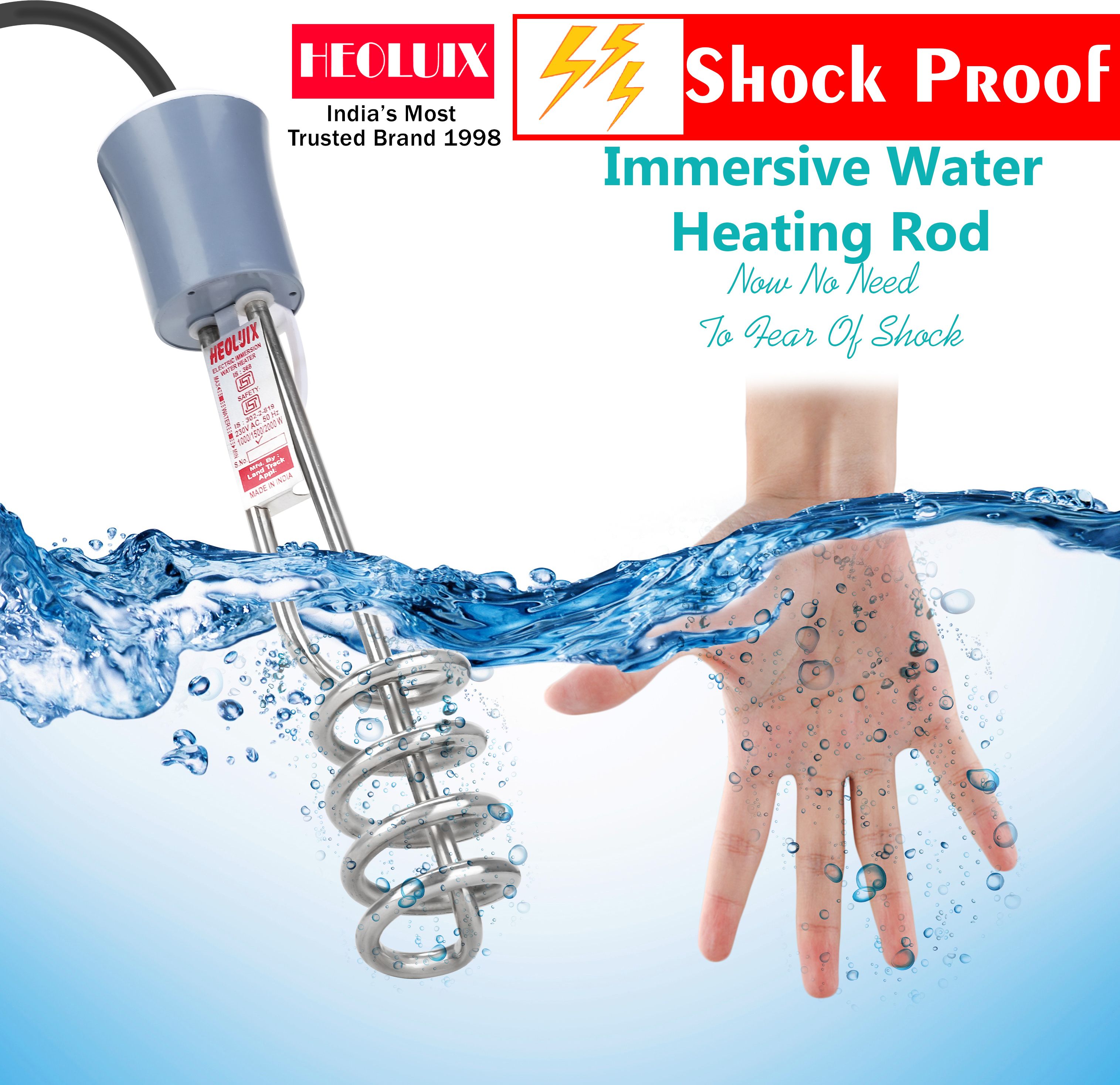 shock proof & Water Proof Water Heater. 2000 W Shock Proof Immersion Heater Rod