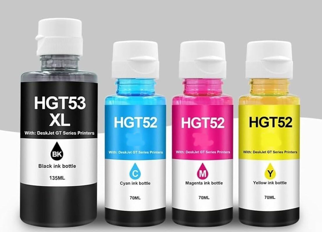 GHT HP DeskJet GT Series Ink Bottles Black + Tri Color Combo Pack Ink Bottle