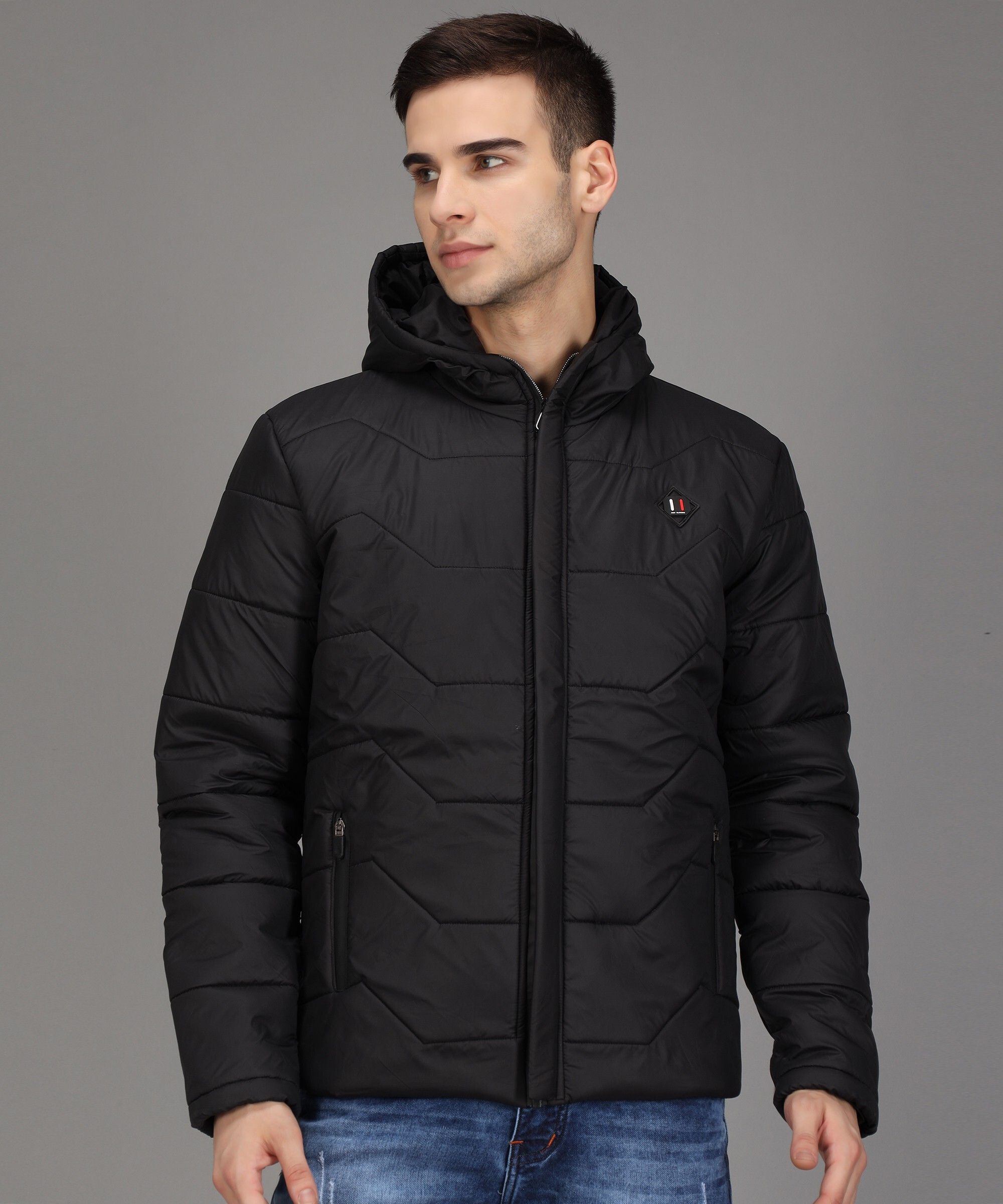 Men Solid Quilted Jacket