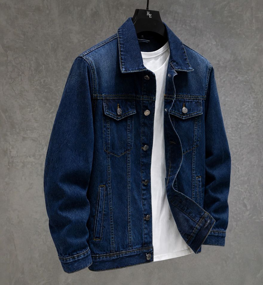 Men Solid Denim Jacket-image-49