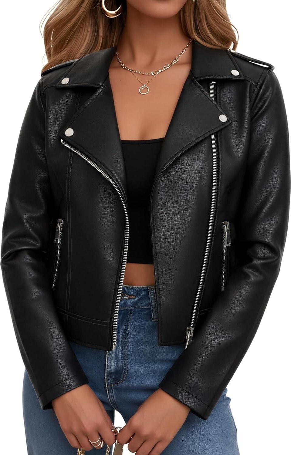 faux leather Women Solid Biker/Riding Jacket-picture-12
