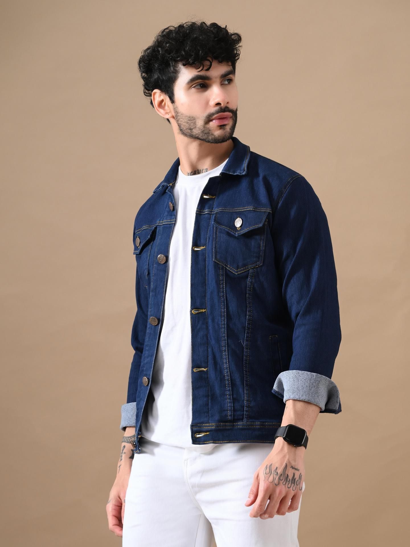 linaria Men Solid Denim Casual Jacket-picture-28