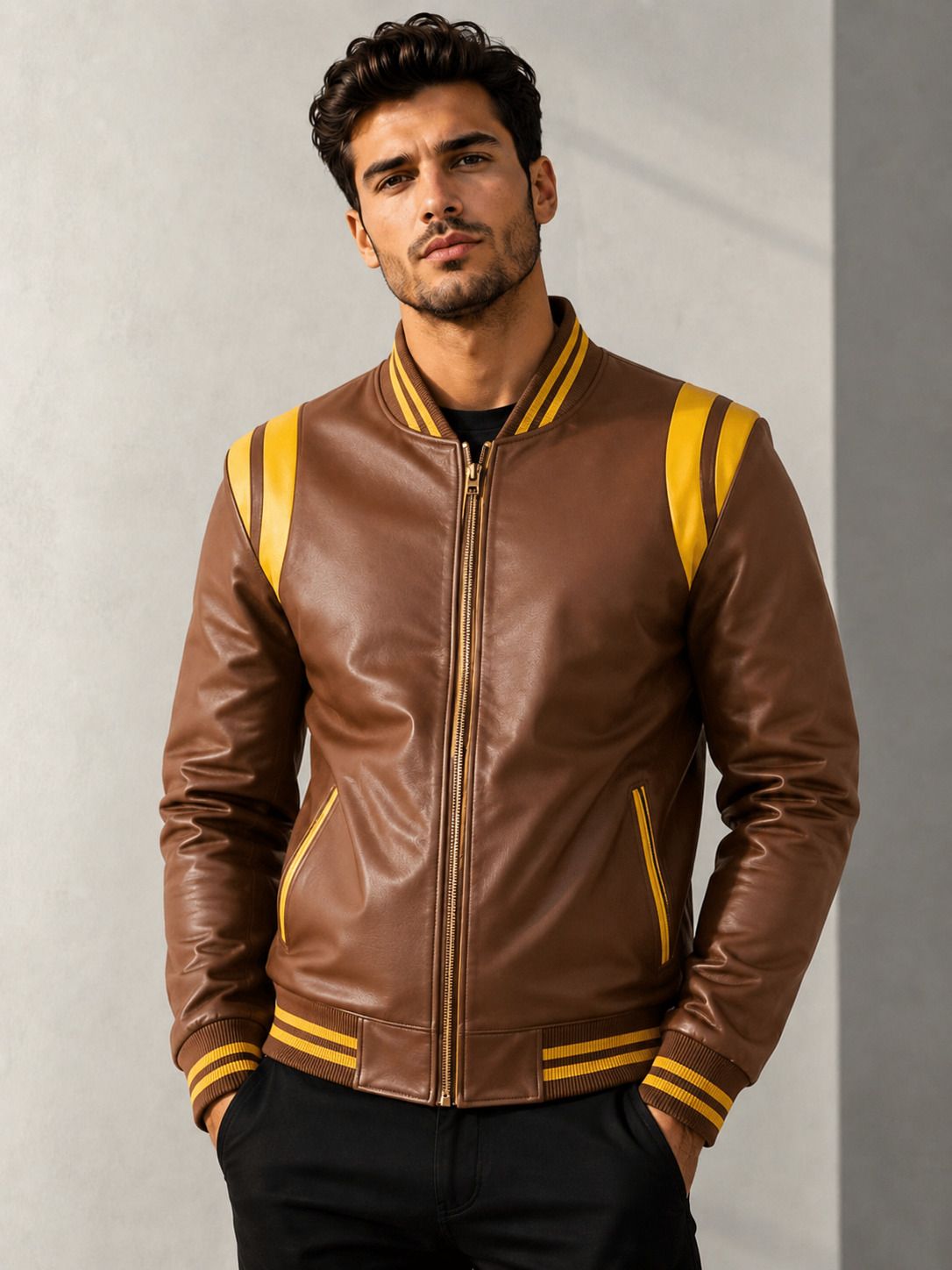 platinumcartz Men Solid Leather Jacket-picture-36