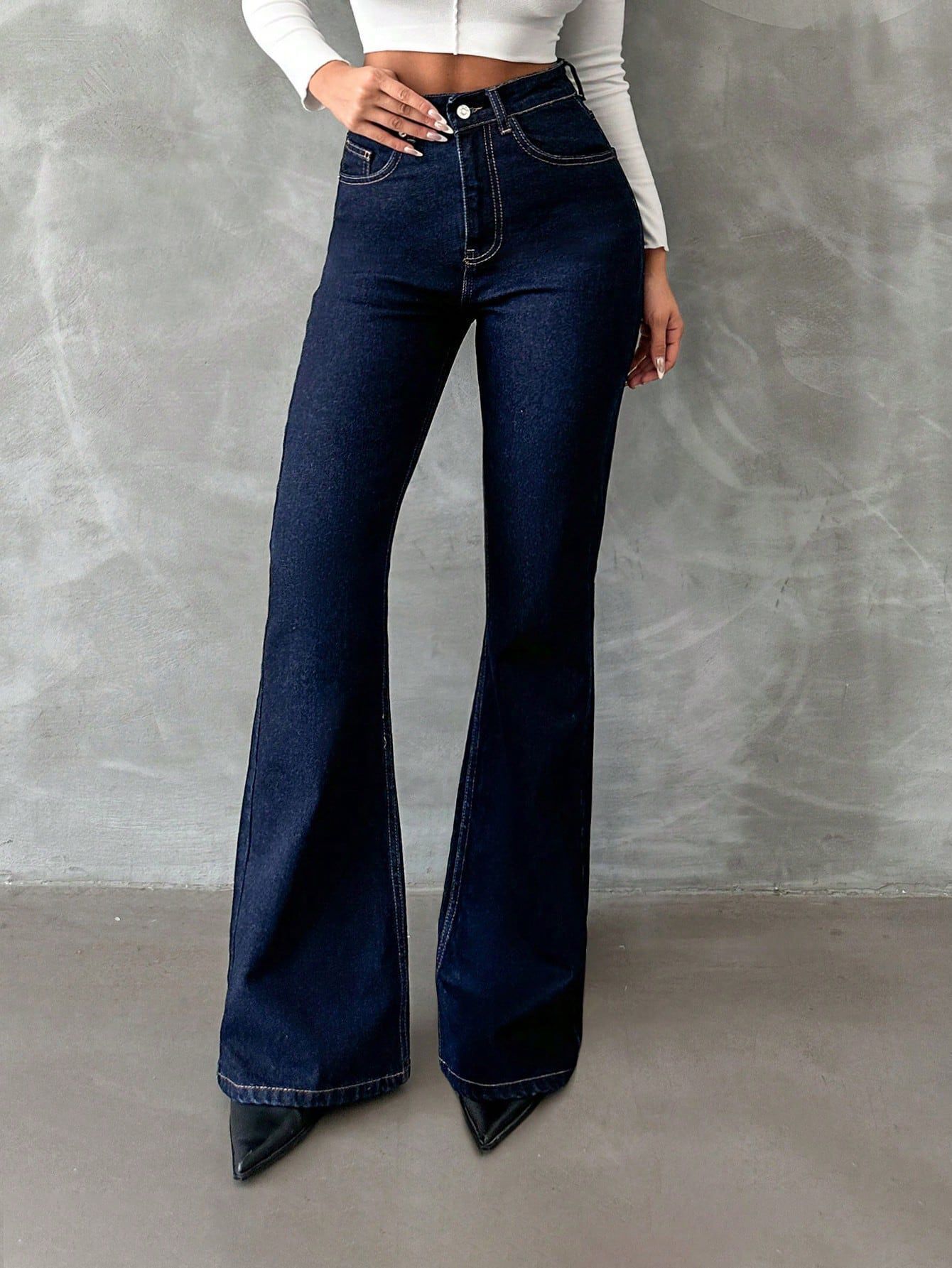 kotty Women Boot-Leg High Rise Dark Blue Jeans-picture-16