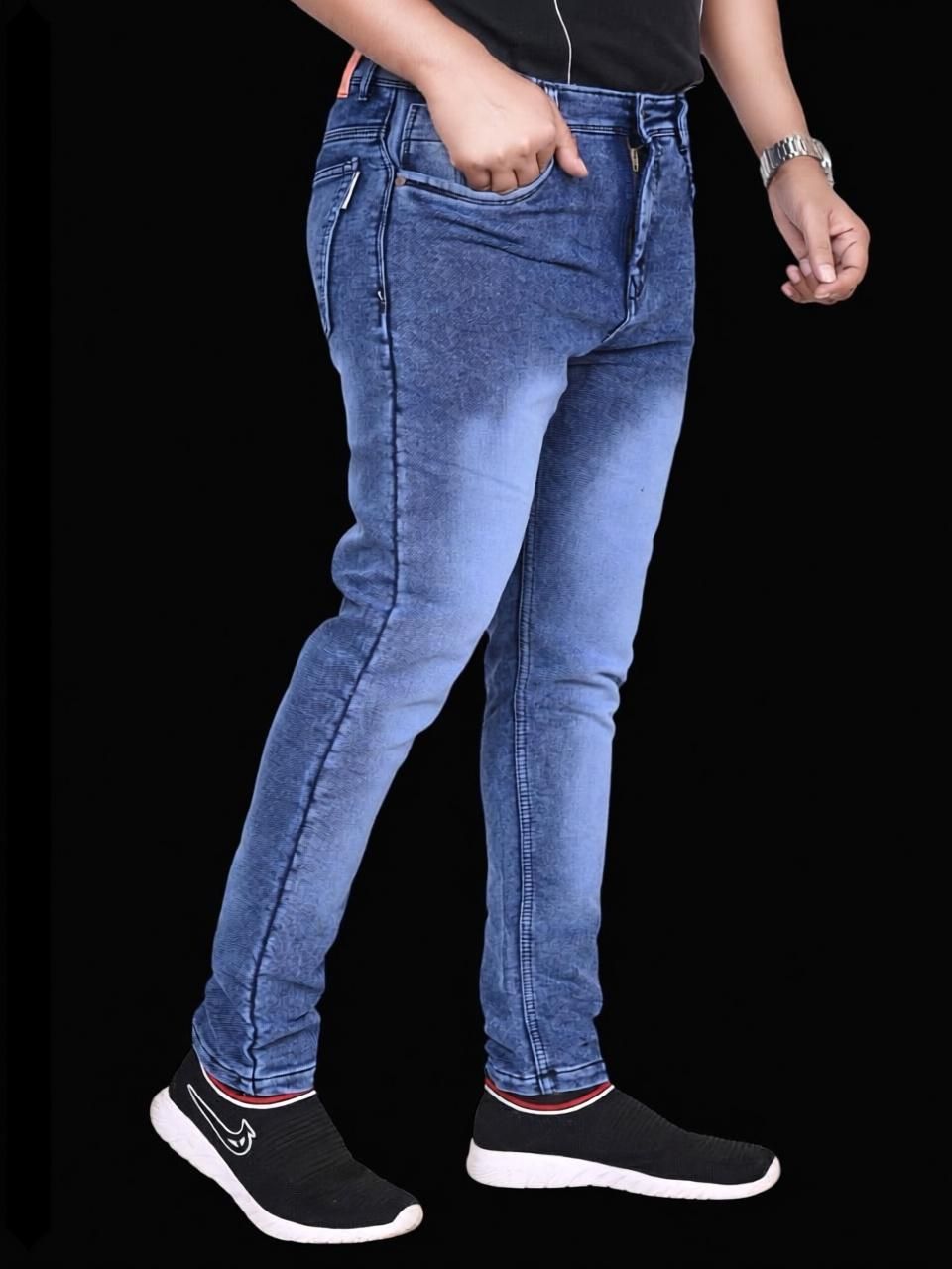 sk fashion Men Slim Mid Rise Blue Jeans-picture-13