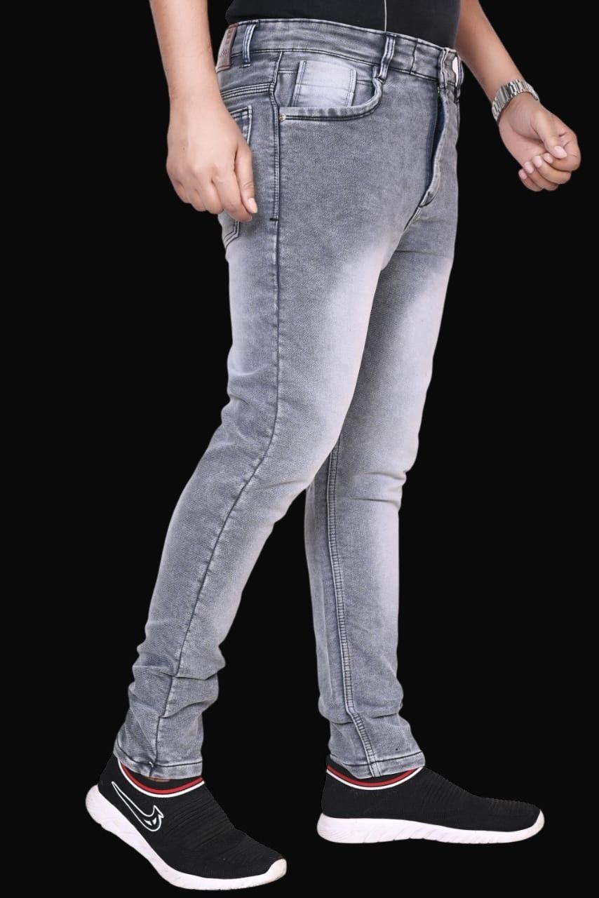 Men Slim Mid Rise Grey Jeans