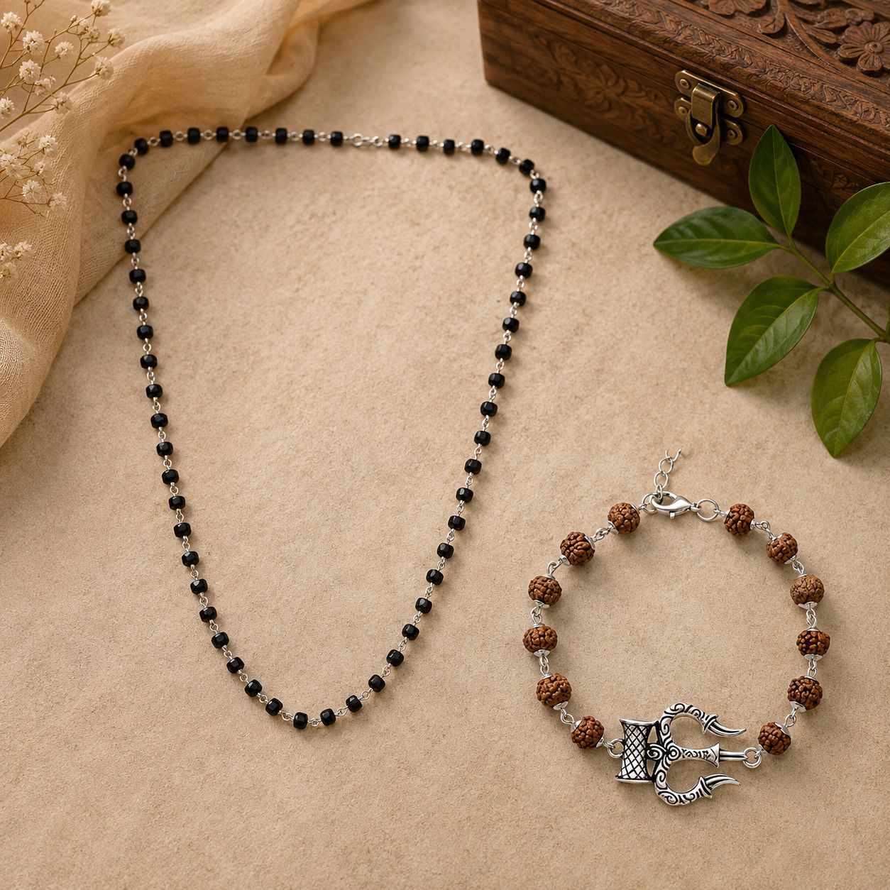 krishnaya Wood Black, Brown Jewel Set-picture-0