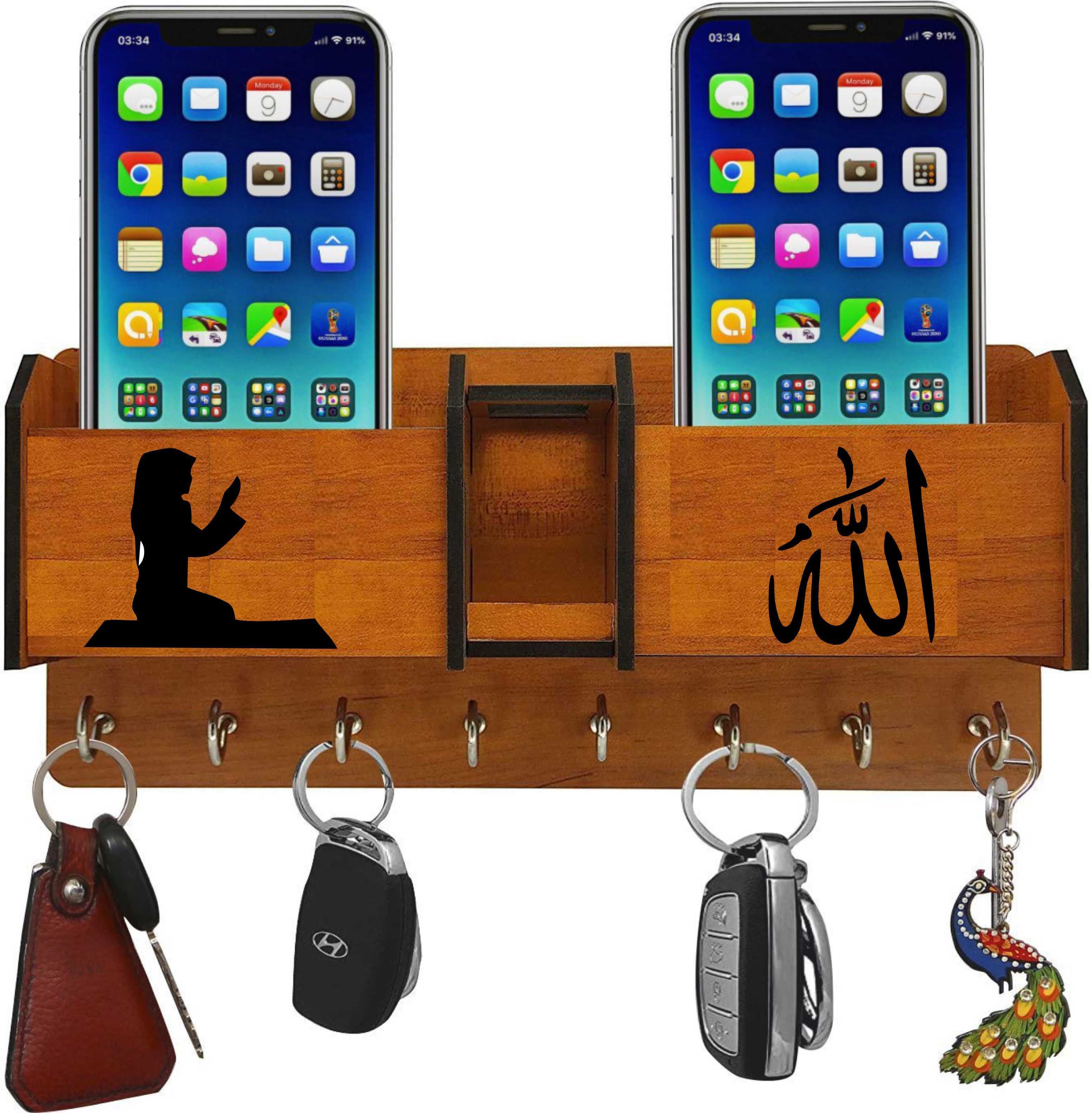 Shashank COMBO MULTIPURPOSE WOODEN KEY HOLDER MOBILE CHARGING STAND Wood Key Holder-picture-12