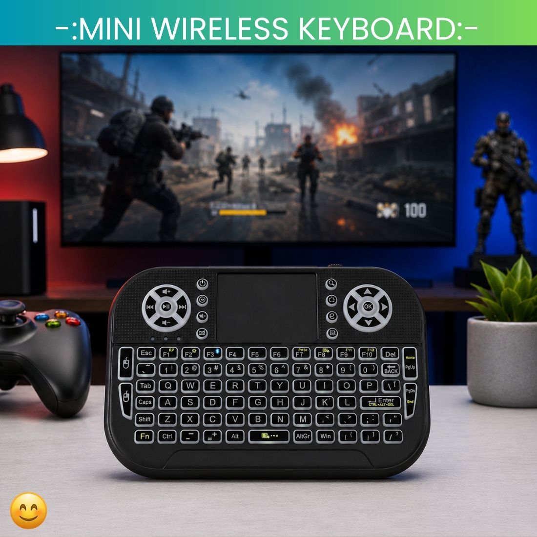 SYARA Mini Wireless Keyboard With Touchpad, 2.4GHz USB Receiver For Smart TV & PCWU335 Wireless Thumb-size Tablet Keyboard Compatible with iPad-image-44