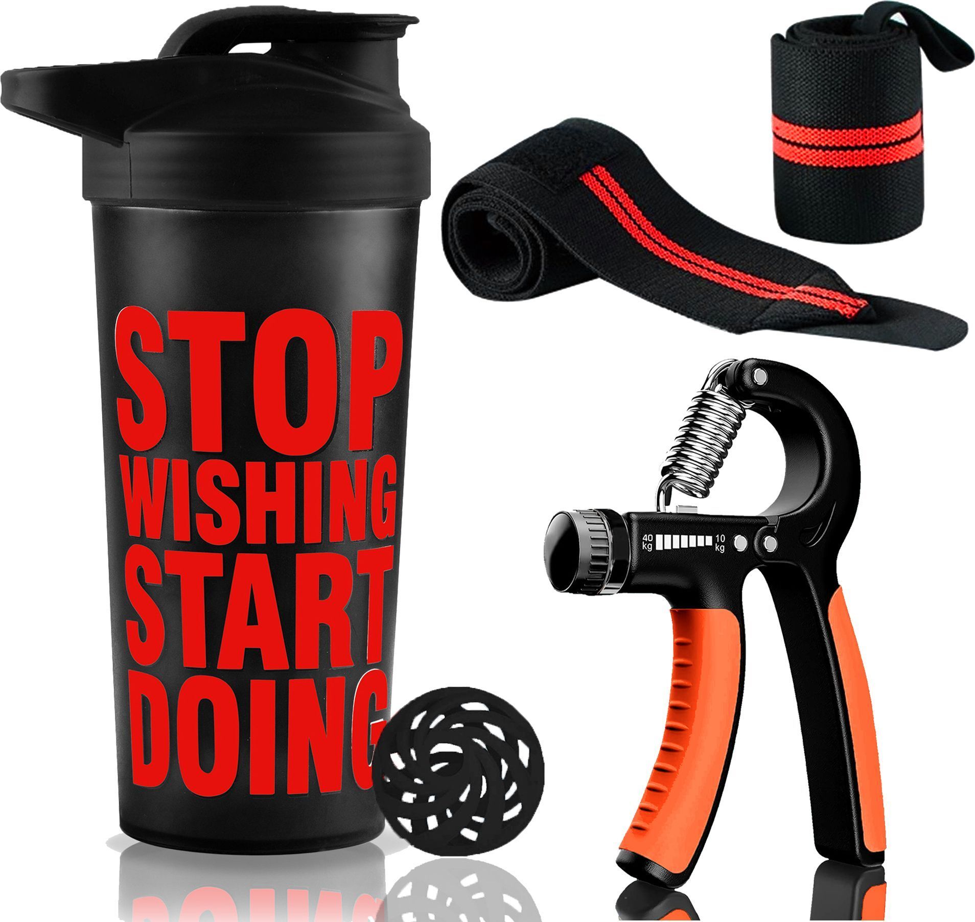 Boost Your Workout with Gym Shaker, Wrist Band & Hand Gripper For Men & Women Fitness Accessory Kit Kit-image-9