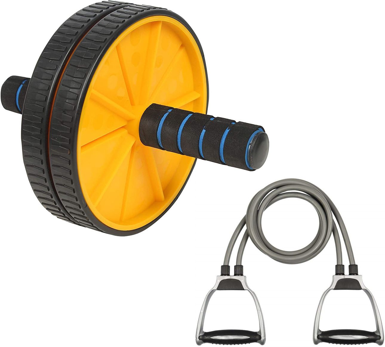 Fitness Combo of Ab Wheel Roller with Toning Tube for Body Workout Fitness Accessory Kit Kit-image-39