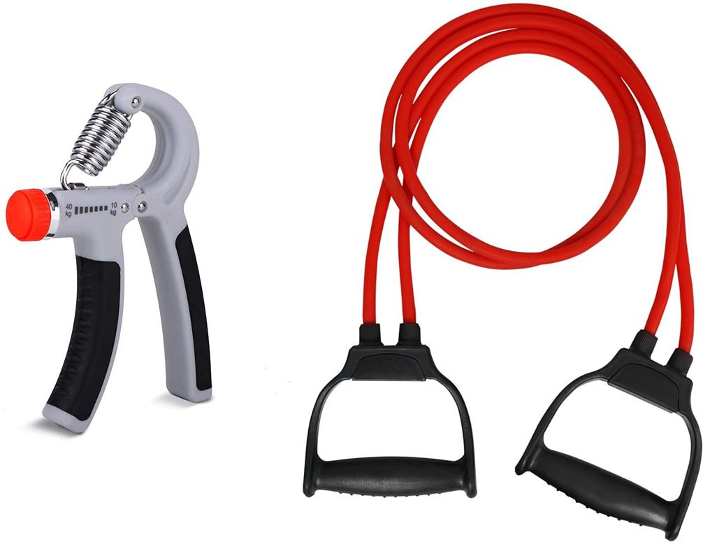 Combo of Double Toning Tube with Hand Gripper for Body Workout Fitness Accessory Kit Kit-image-37