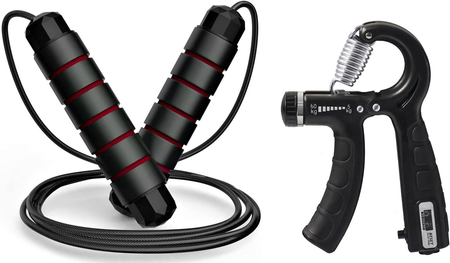 Combo of Skipping Rope with Counter Hand Gripper for Men & Women Fitness Accessory Kit Kit-image-46