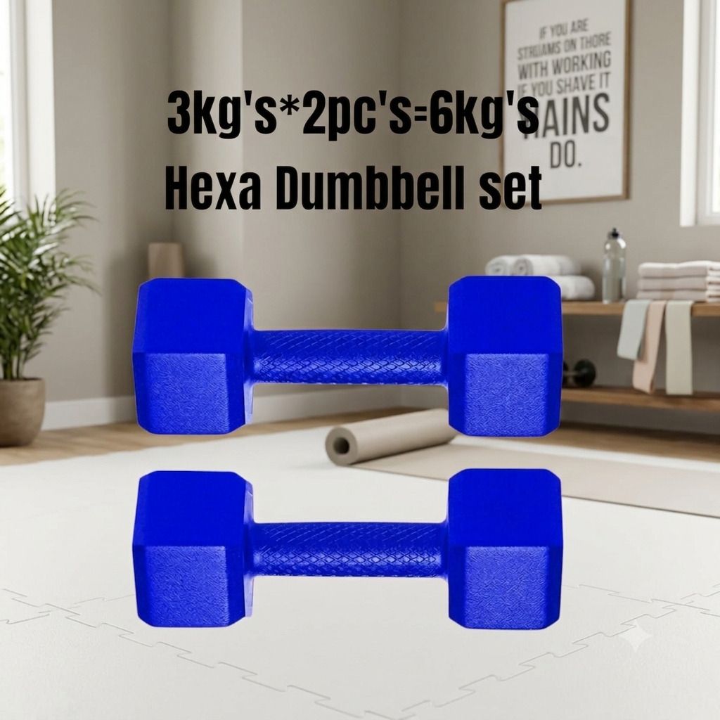 6 kg 6kg Blue (3kg*2Pc's=6Kg( dumbbell set Home Gym Combo-image-14