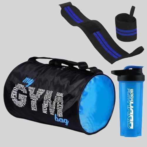 Workout Combo Spacious Gym Bag, 700ml Protein Shaker & Wrist Support Band Fitness Accessory Kit Kit-image-40