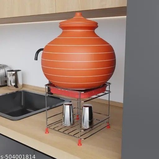 Utensil Kitchen Rack Heavy Stainless Steel Matka Stand With Plastic Tray Plant Stand Gamla Stand Steel-image-42