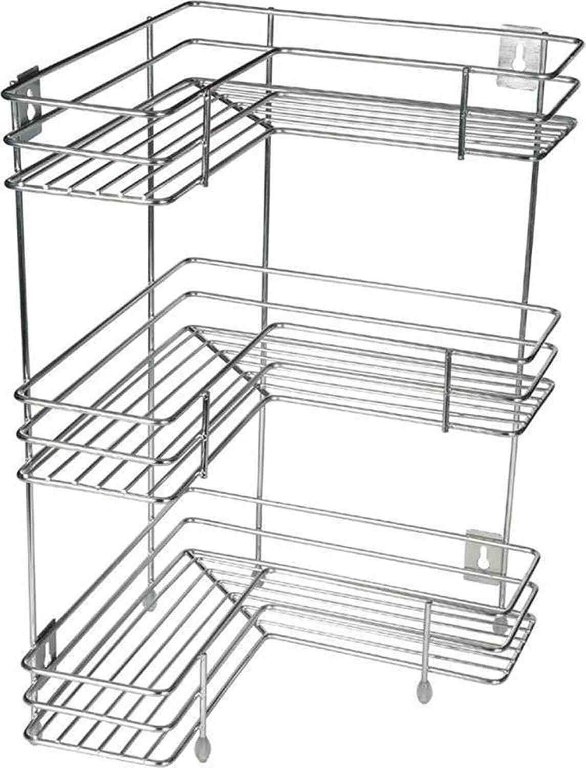 Containers Kitchen Rack 3 Tier Stainless Steel Kitchen Corner Organizer Steel-image-44
