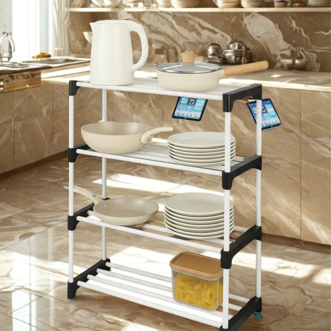 kaiser store Utensil Kitchen Rack 4 Tier Plastic Pantry Storage Rack Kitchen Organizer Plastic-picture-37