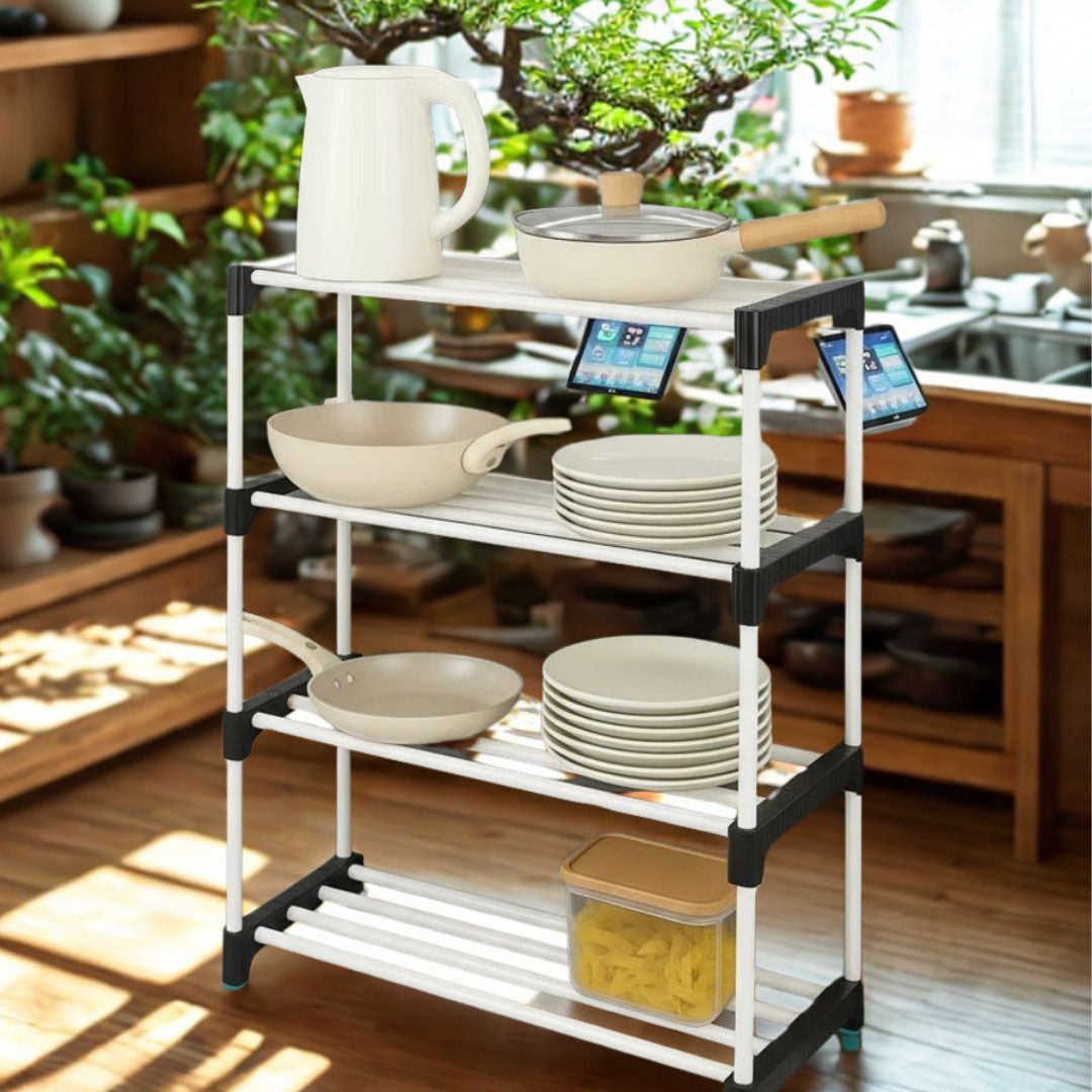 Utensil Kitchen Rack 4 Layer Plastic Kitchen Shelf Organizer for Plates and Bowls Plastic-image-33