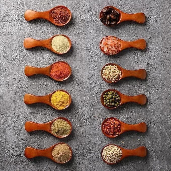 Wooden Small Spoon for Spice / Masala, Tea, Honey, Coffee, Sugar, 12 pcs set Wooden Sugar Spoon Set-image-44