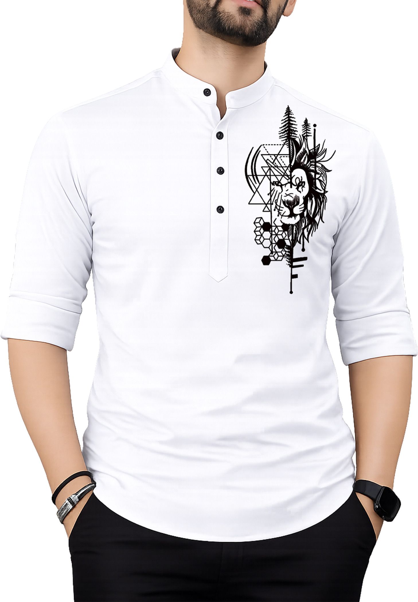 fashion marts Men Solid Cotton Blend Straight Kurta-picture-15