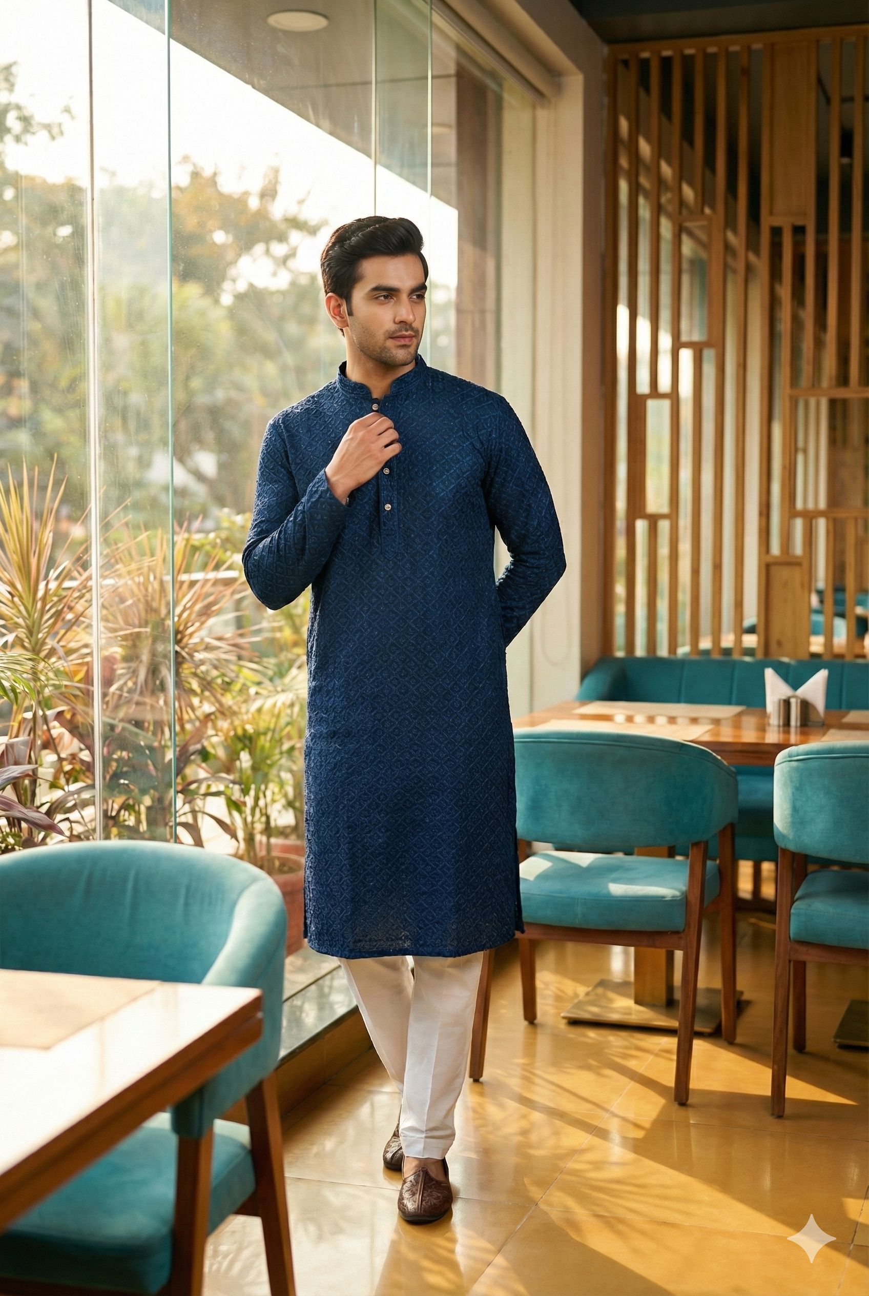 stylevaultt Pack of 9 Embroidered Cotton Rayon Straight Kurta for Men-picture-36