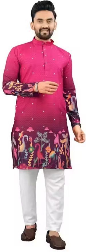 Printed Pure Cotton A-line Kurta for Men-image-13