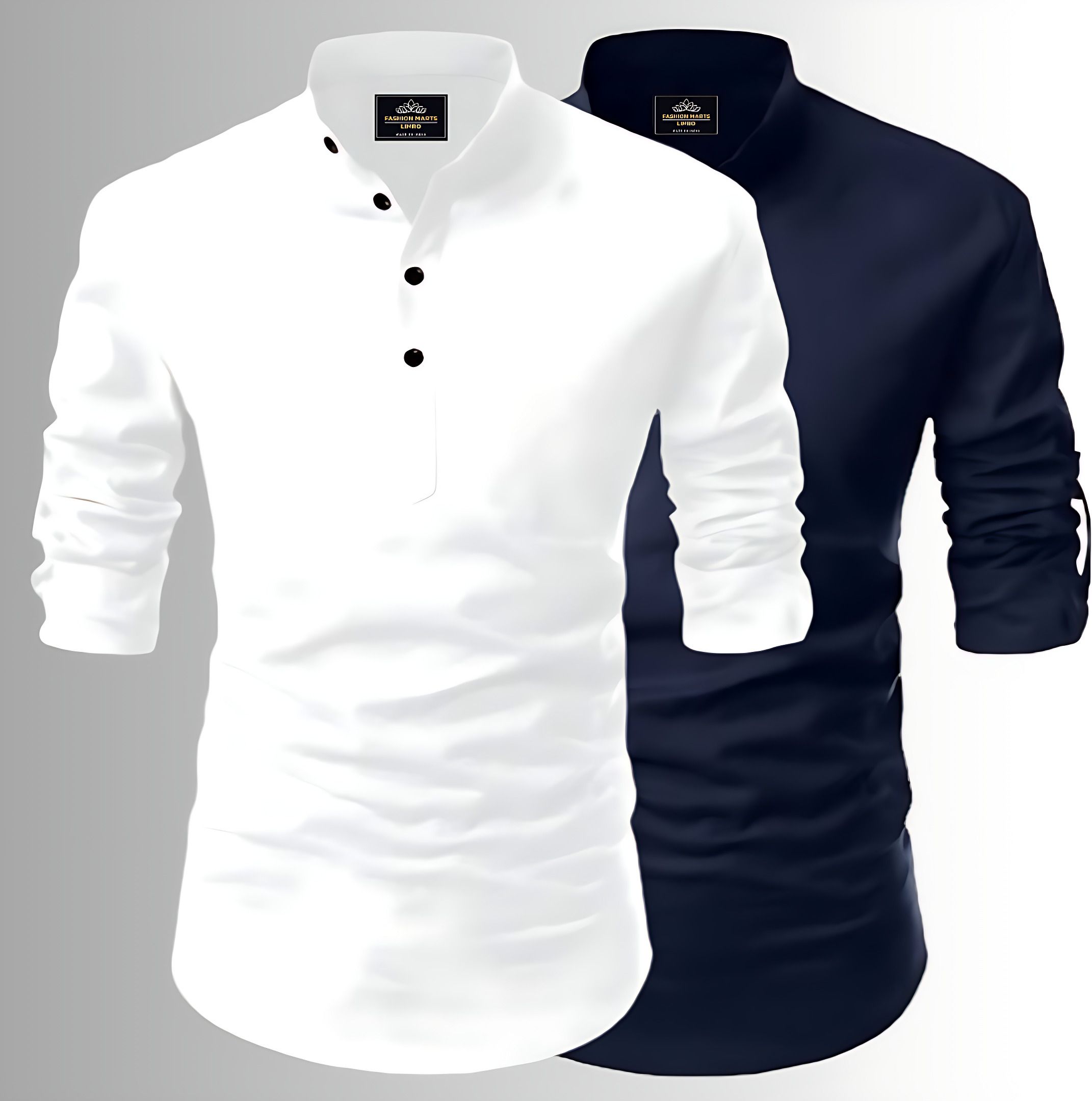 fashion marts Men Solid, Self Design Cotton Blend Straight Kurta-picture-3