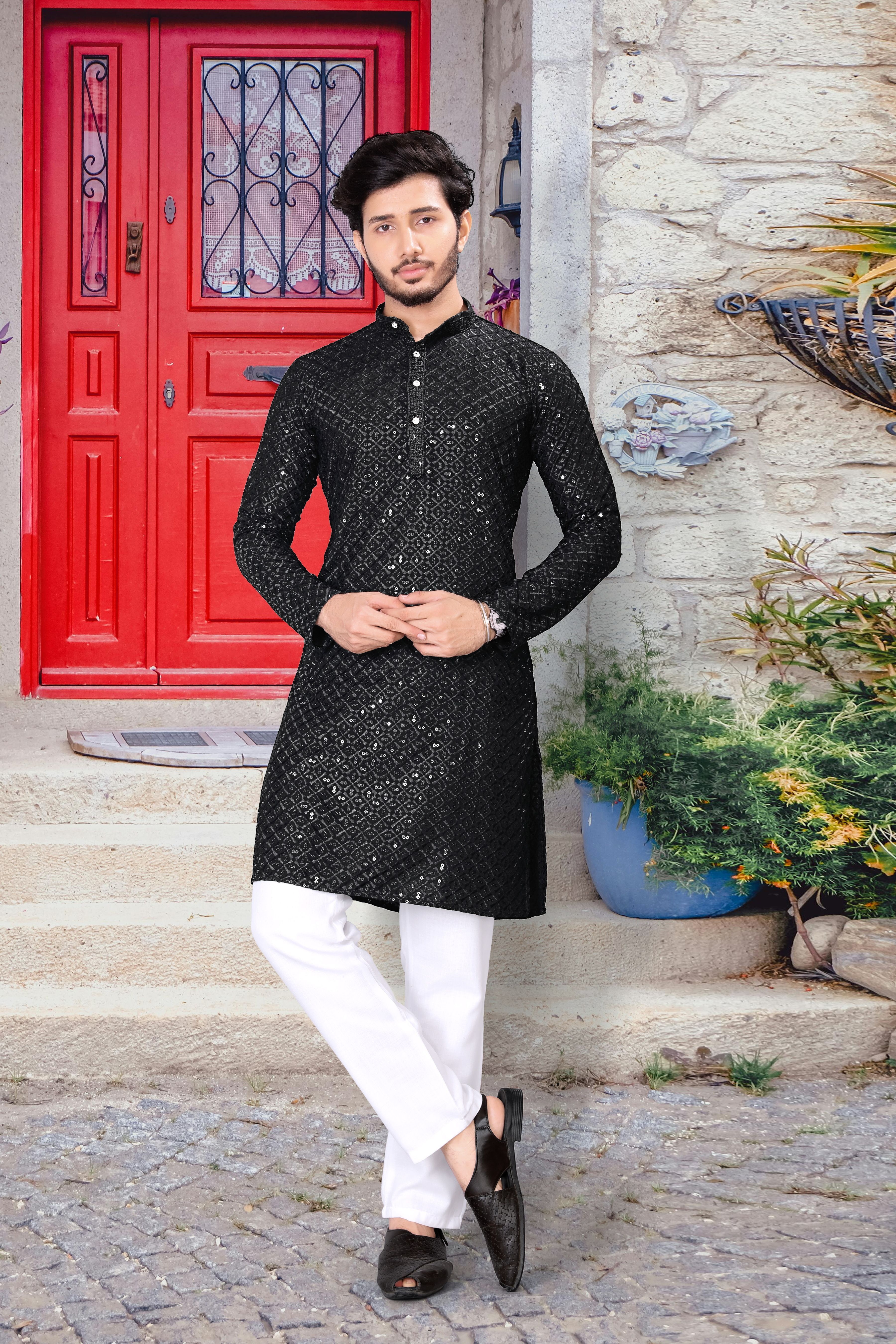 stylekurta Embroidered Viscose Rayon Straight Kurta for Men-picture-39