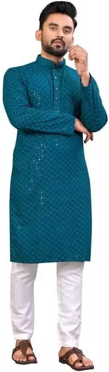 stylekurta Chikan Embroidery Viscose Rayon Straight Kurta for Men-picture-14