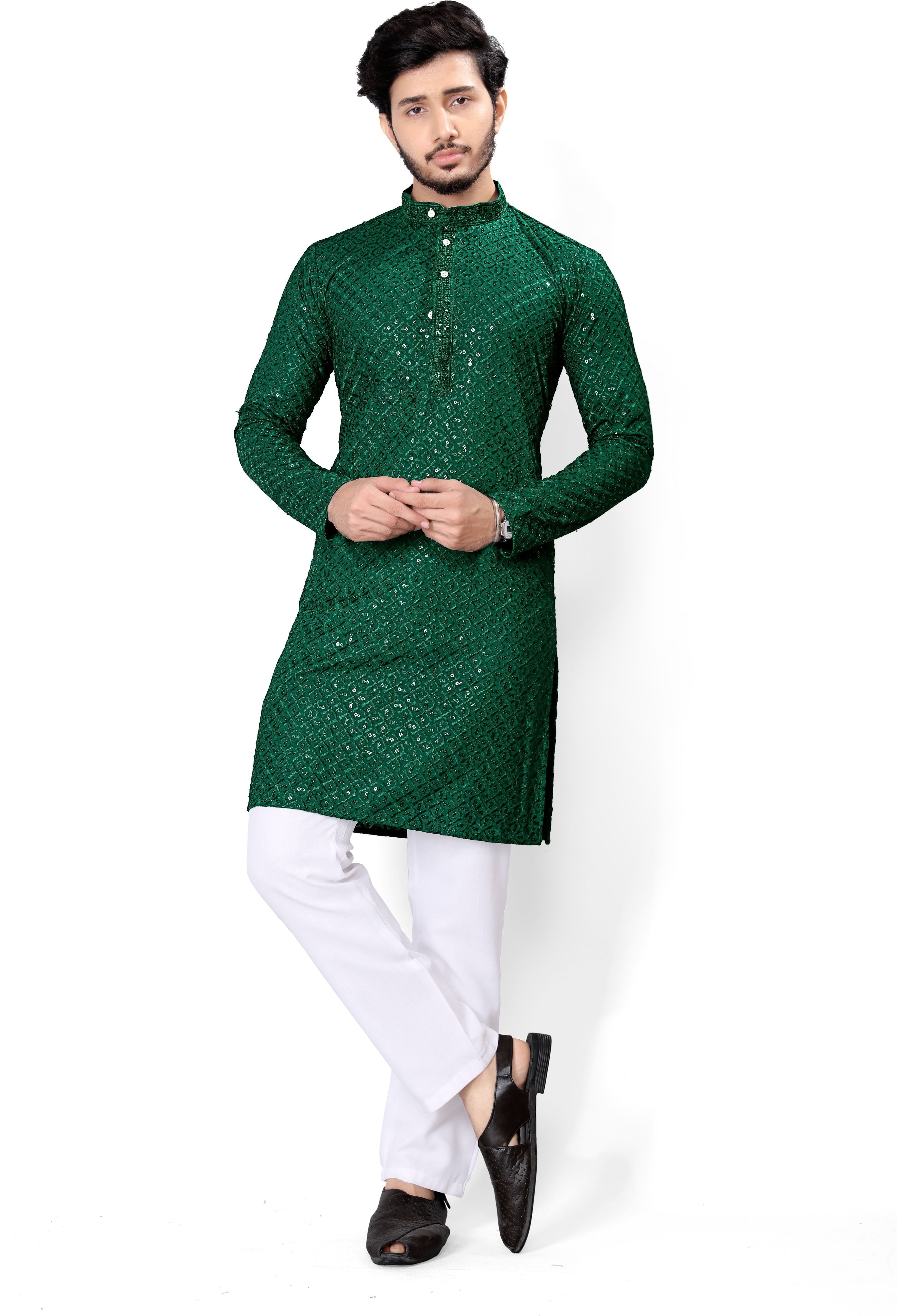 stylekurta Embroidered Viscose Rayon Straight Kurta for Men-picture-3