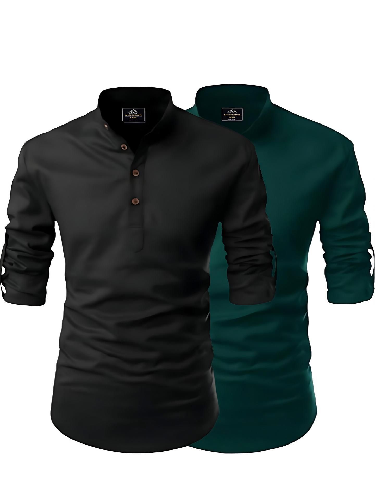 fashion marts Solid Cotton Blend Straight Kurta for Men-picture-22
