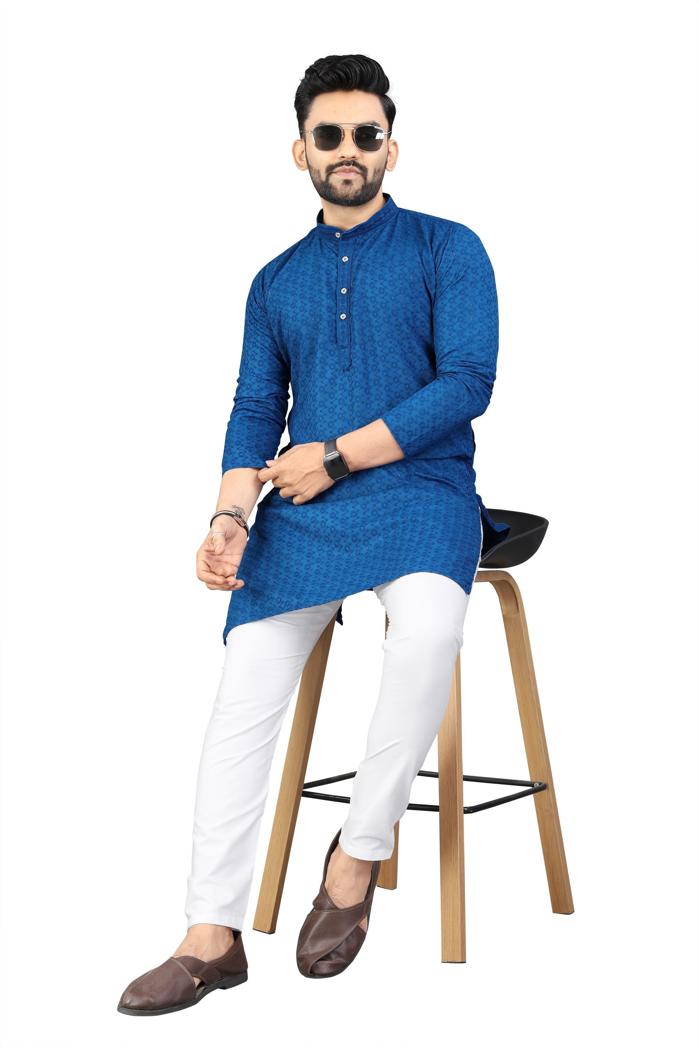 stylekurta Embroidered Cotton Rayon A-line Kurta for Men-picture-2