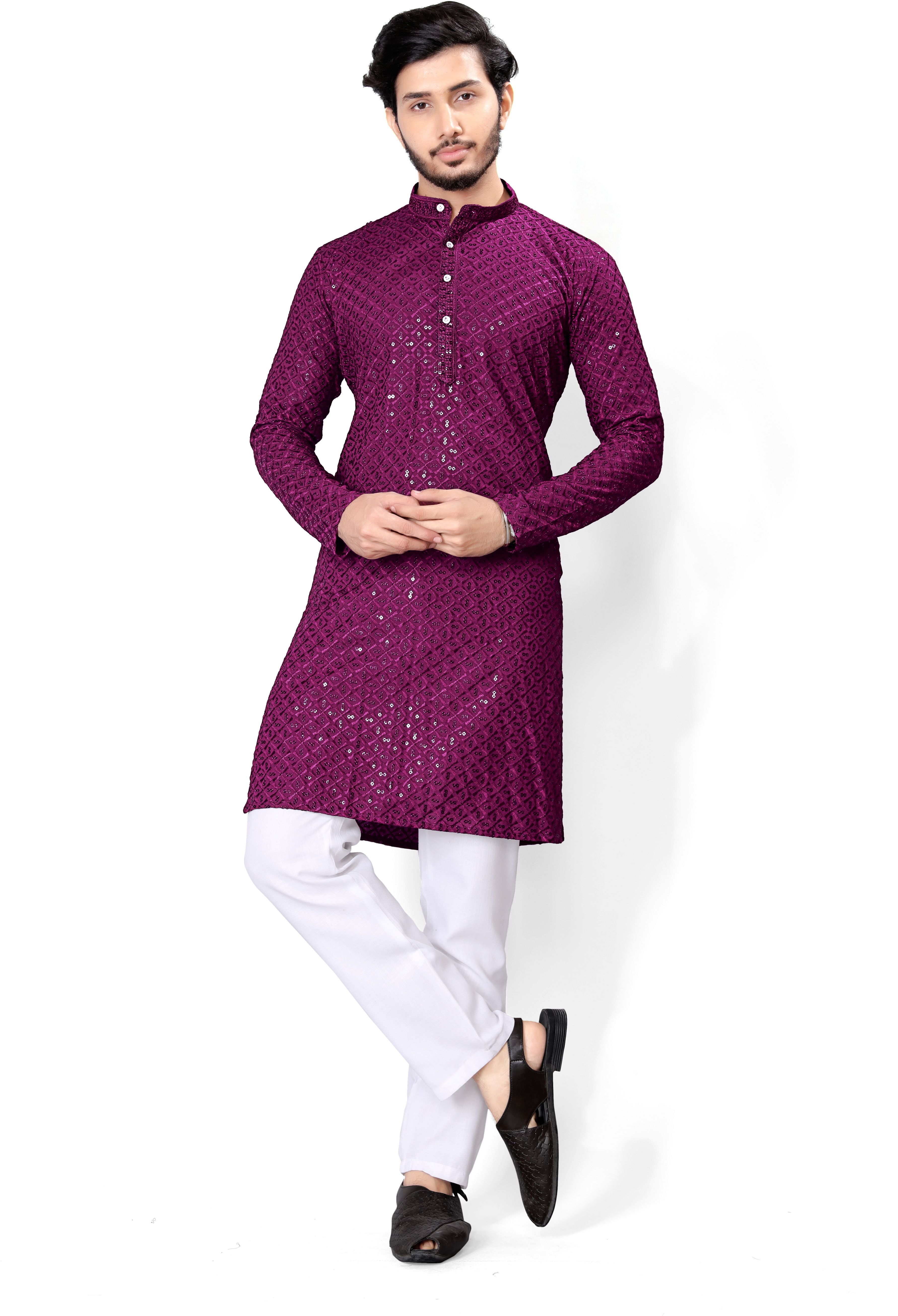 stylekurta Embroidered Viscose Rayon Straight Kurta for Men-picture-4