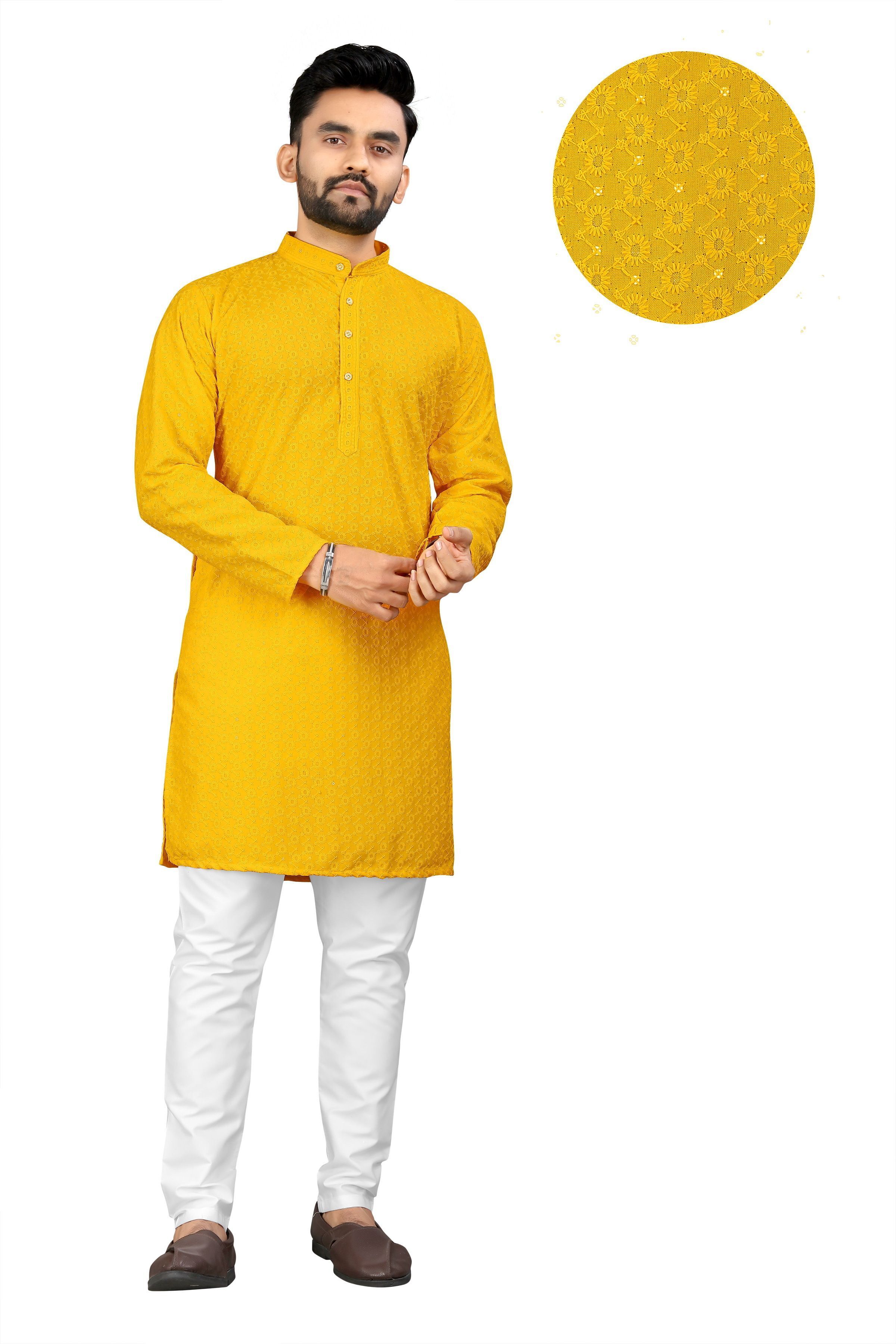 stylekurta Embroidered Cotton Rayon A-line Kurta for Men-picture-10