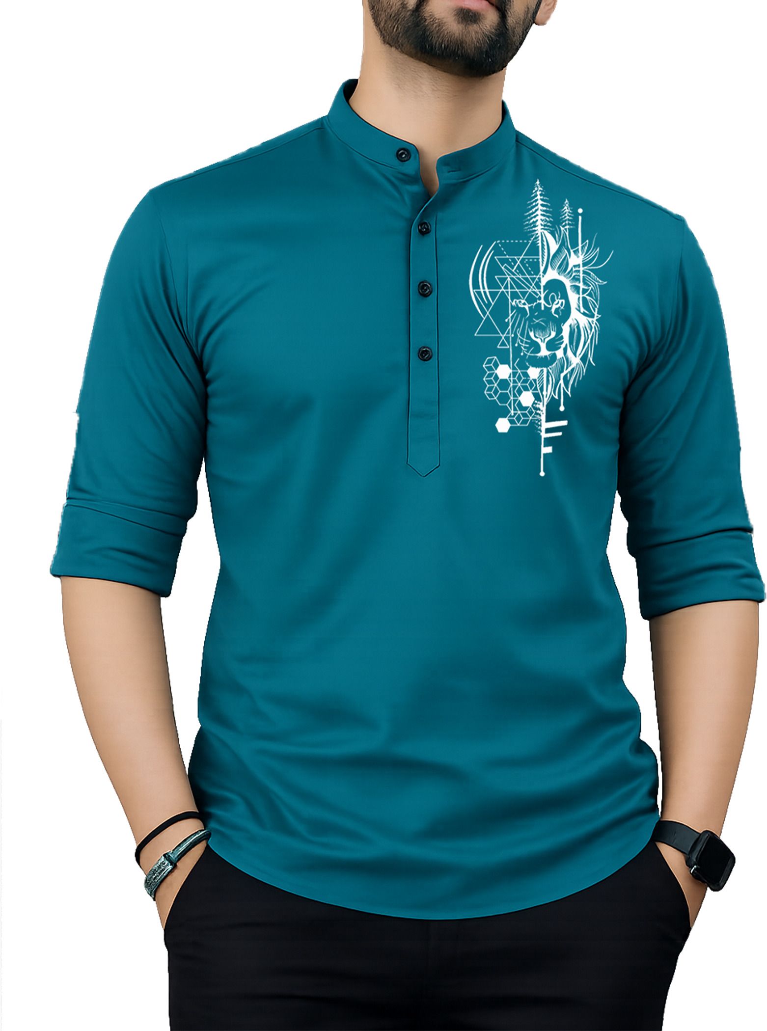 fashion marts Men Solid Cotton Blend Straight Kurta-picture-19
