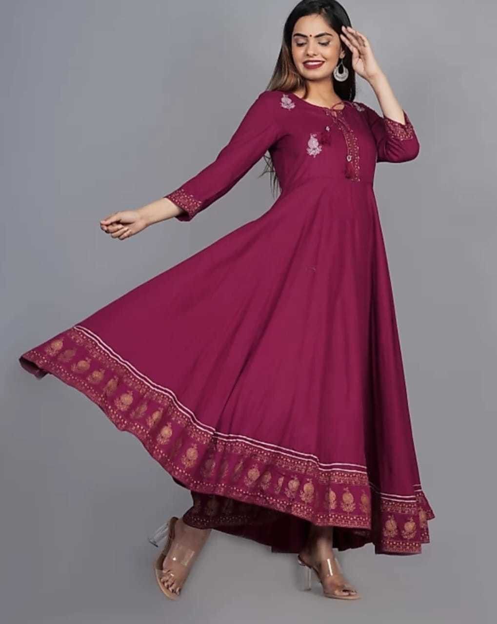 Women Fit and Flare Maroon Ankle Length Dress-image-46