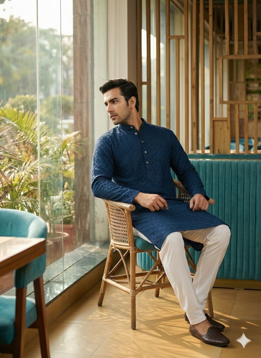 Pack of 6 Embroidered Cotton Rayon A-line Kurta for Men-image-29