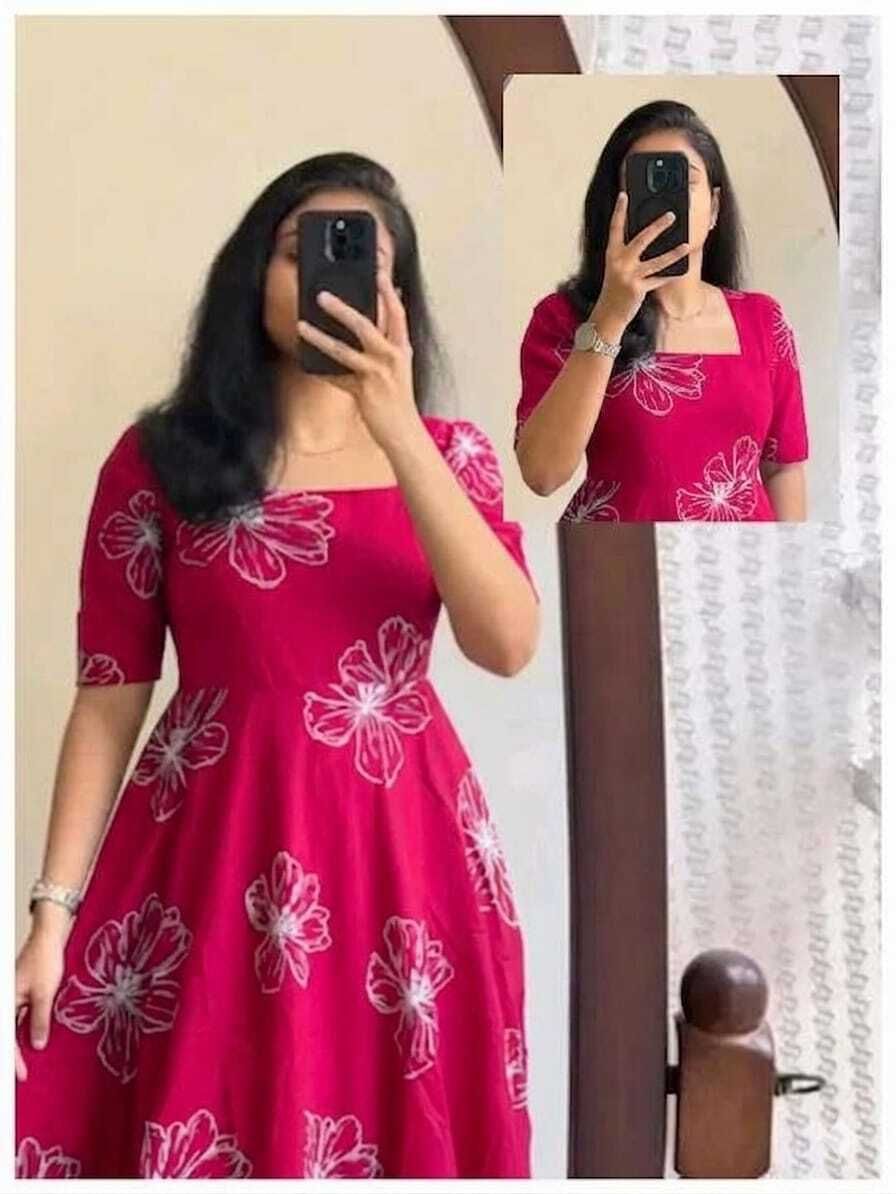 anseetaram Women Fit and Flare Pink Midi/Calf Length Dress-picture-43