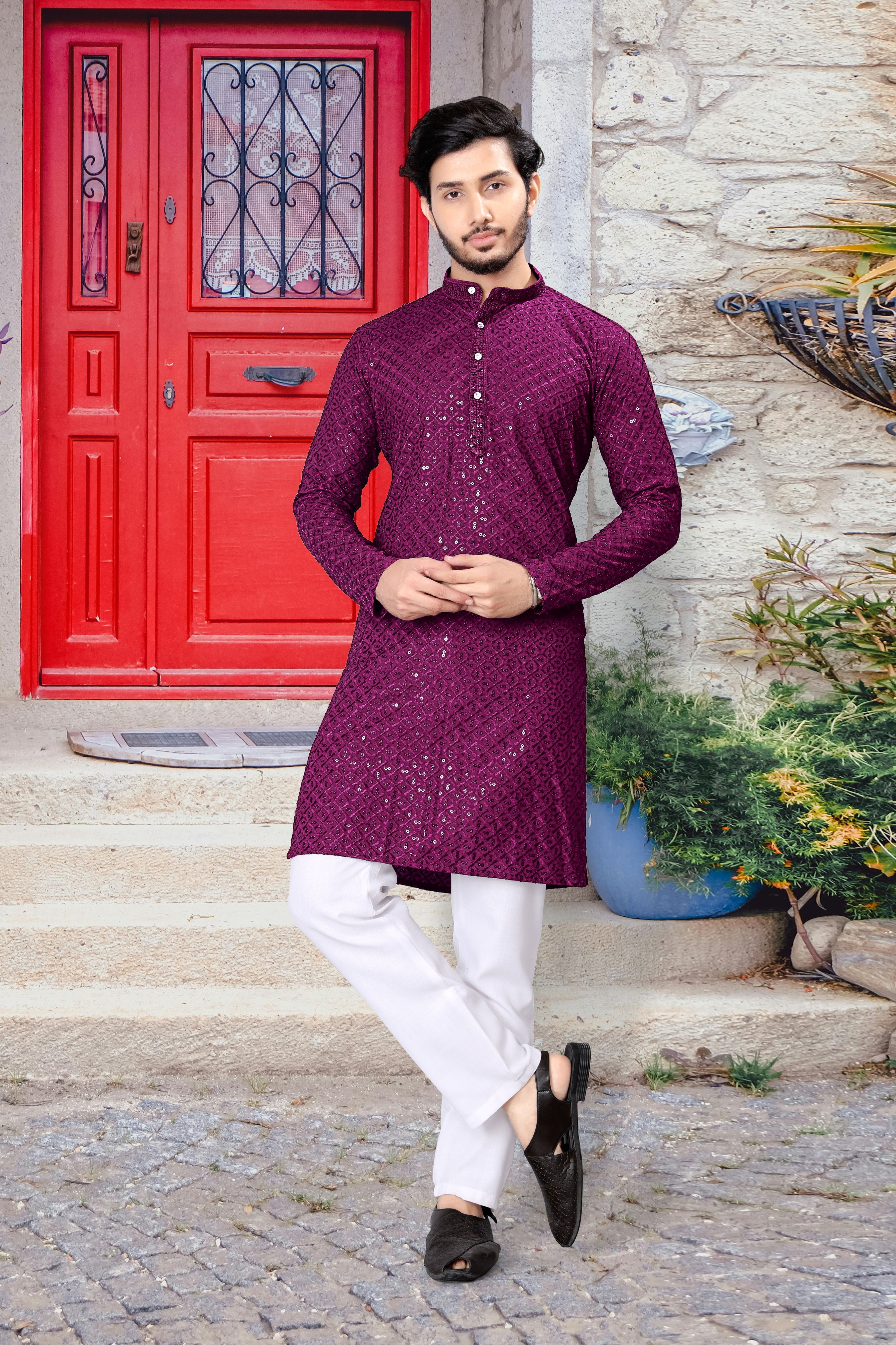 stylekurta Embroidered Viscose Rayon Straight Kurta for Men-picture-8