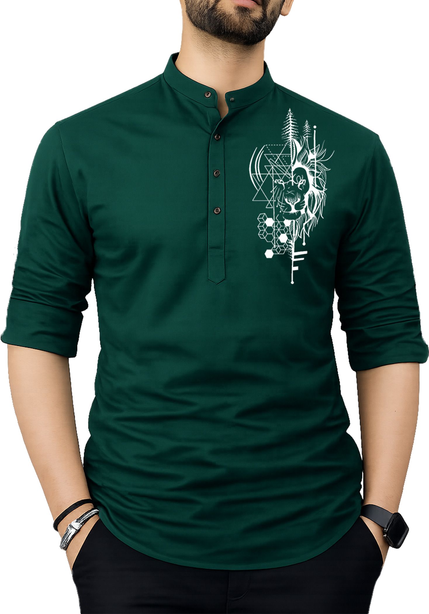 fashion marts Men Solid Cotton Blend Straight Kurta-picture-15