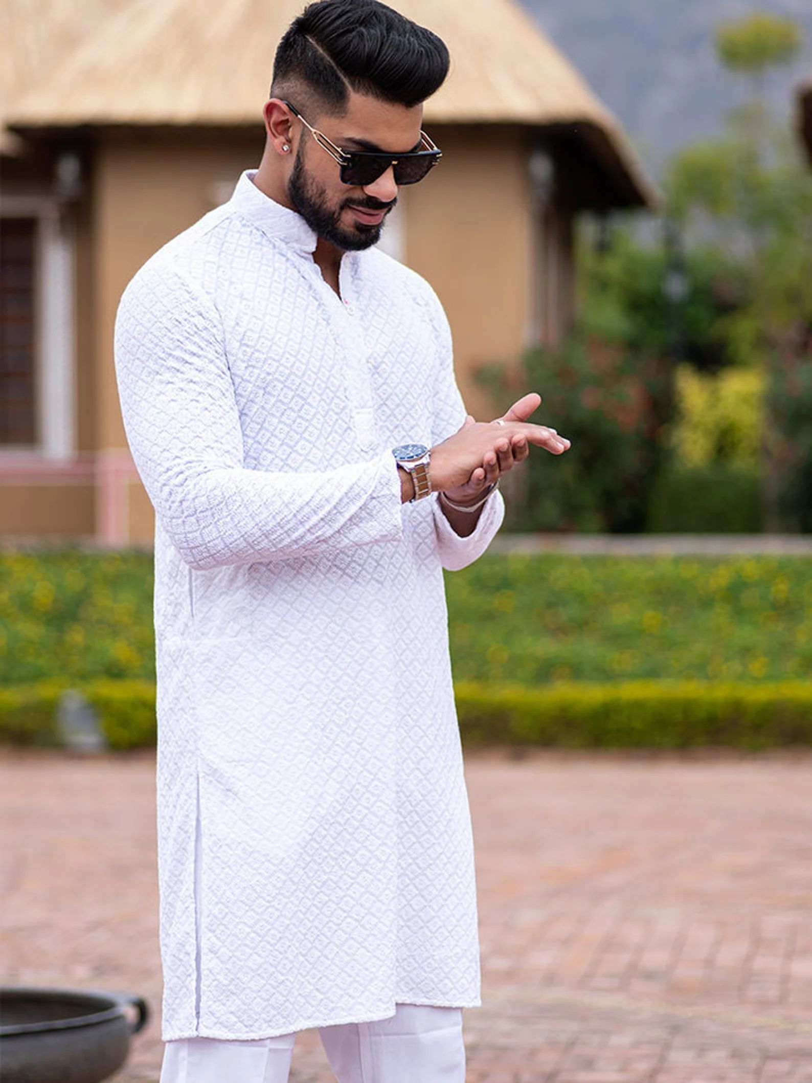 Self Design Cotton Rayon A-line Kurta for Men-image-24