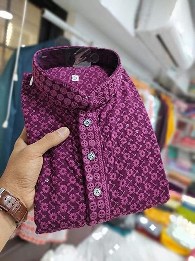 stylekurta Embroidered Viscose Rayon Pathani Kurta for Men-picture-46