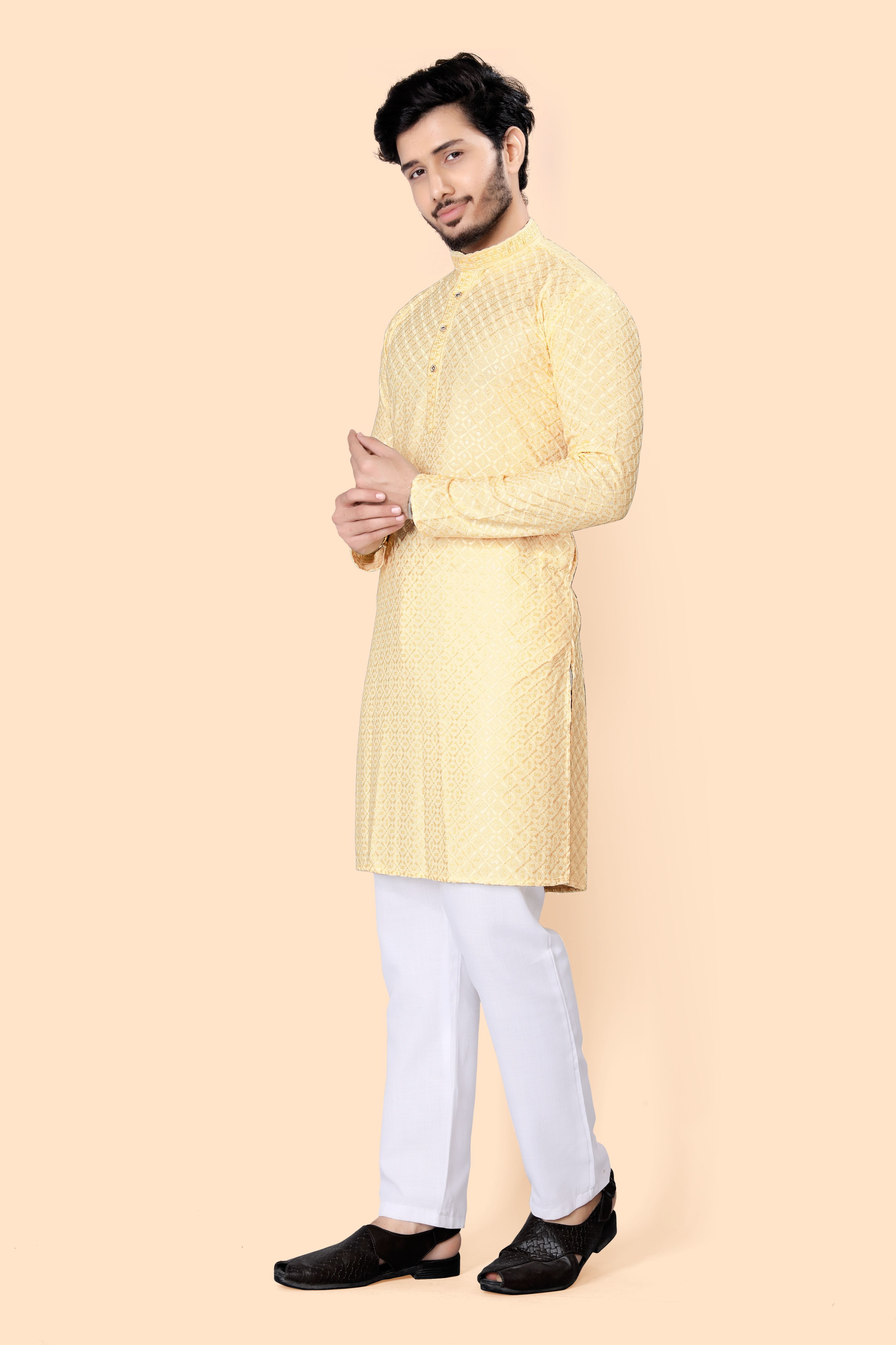 stylevaultt Embroidered, Embellished Viscose Rayon Straight Kurta for Men-picture-23