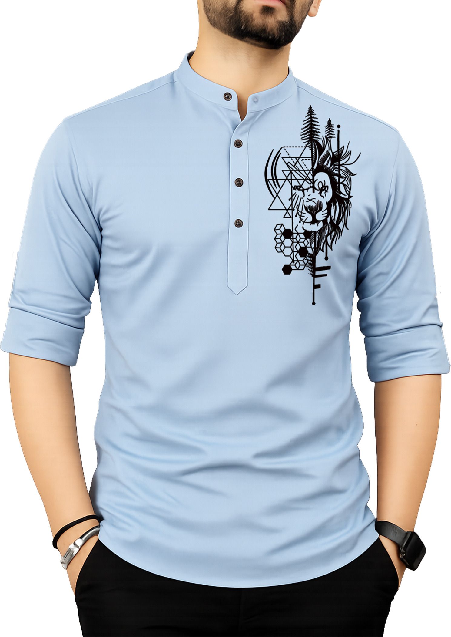 fashion marts Men Solid Cotton Blend Straight Kurta-picture-17