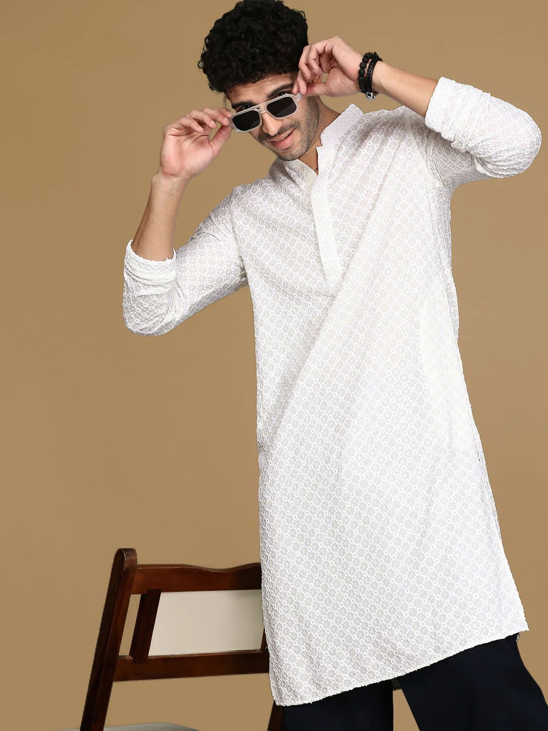 stylevaultt Embroidered Cotton Rayon A-line Kurta for Men-picture-40