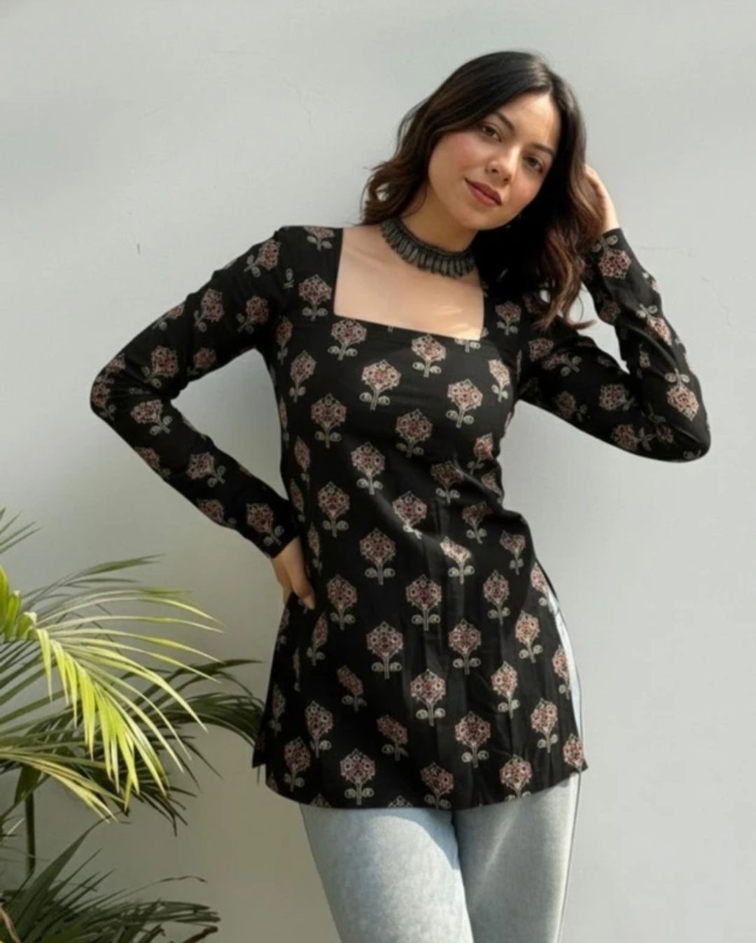 vinod print Floral Print Pure Cotton, Viscose Rayon Straight Kurta for Women-picture-25