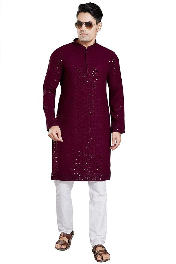 stylekurta Chikan Embroidery Viscose Rayon A-line Kurta for Men-picture-17