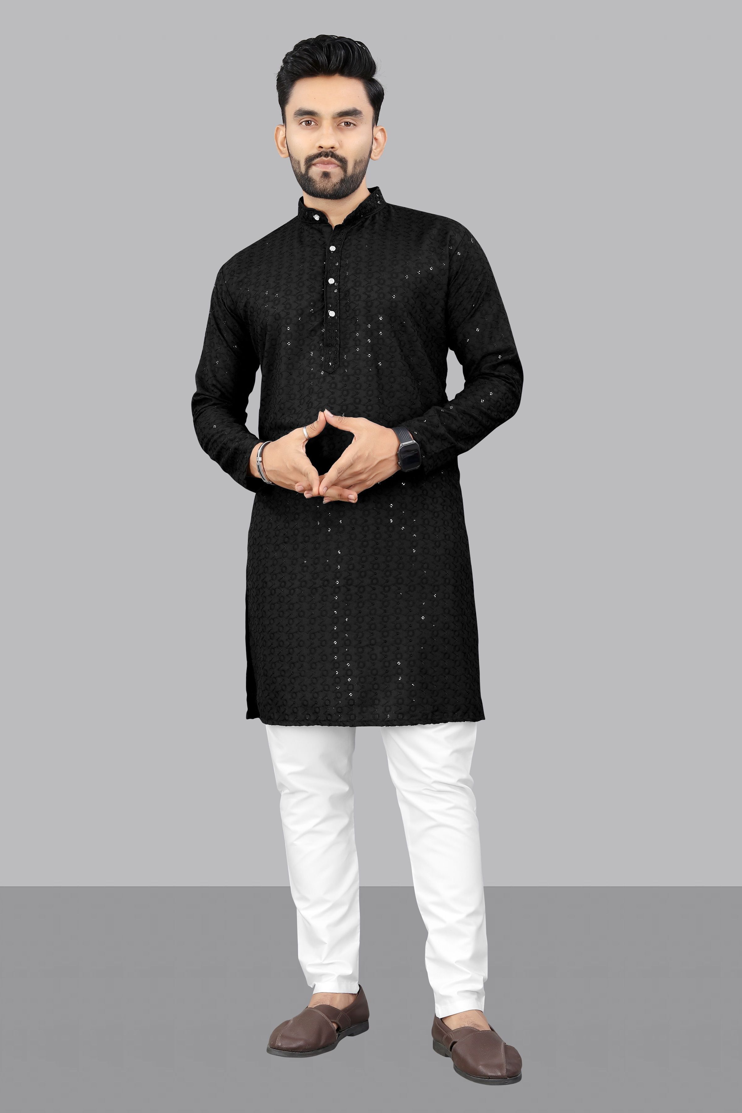 stylekurta Embellished Cotton Rayon Straight Kurta for Men-picture-6
